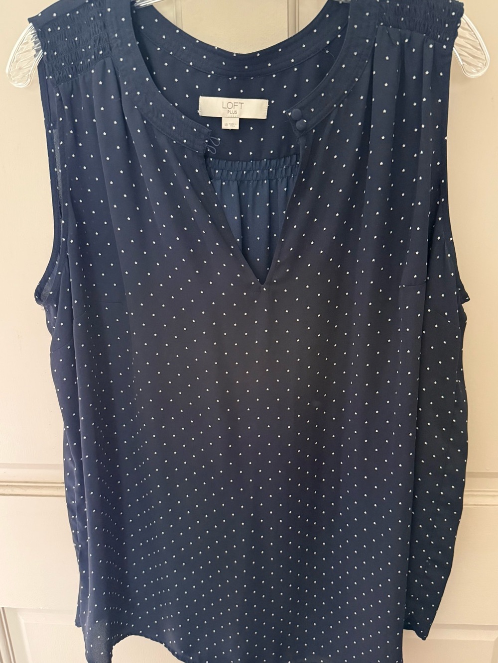 LOFT Navy with White Stars Sleeveless V-Neck Tank